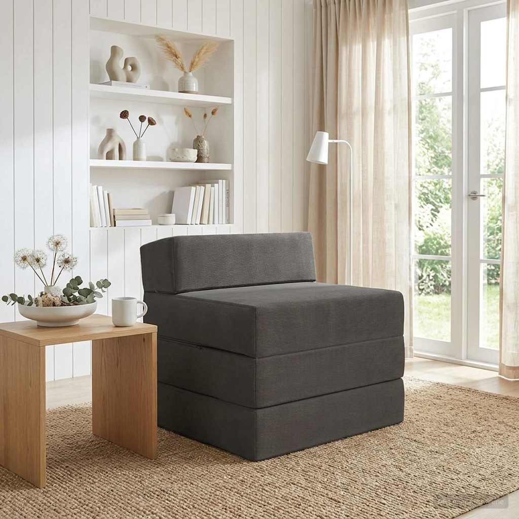 Klappsofa Bett Dunkelgrau 200 x 70 x 15 cm Cordstoff