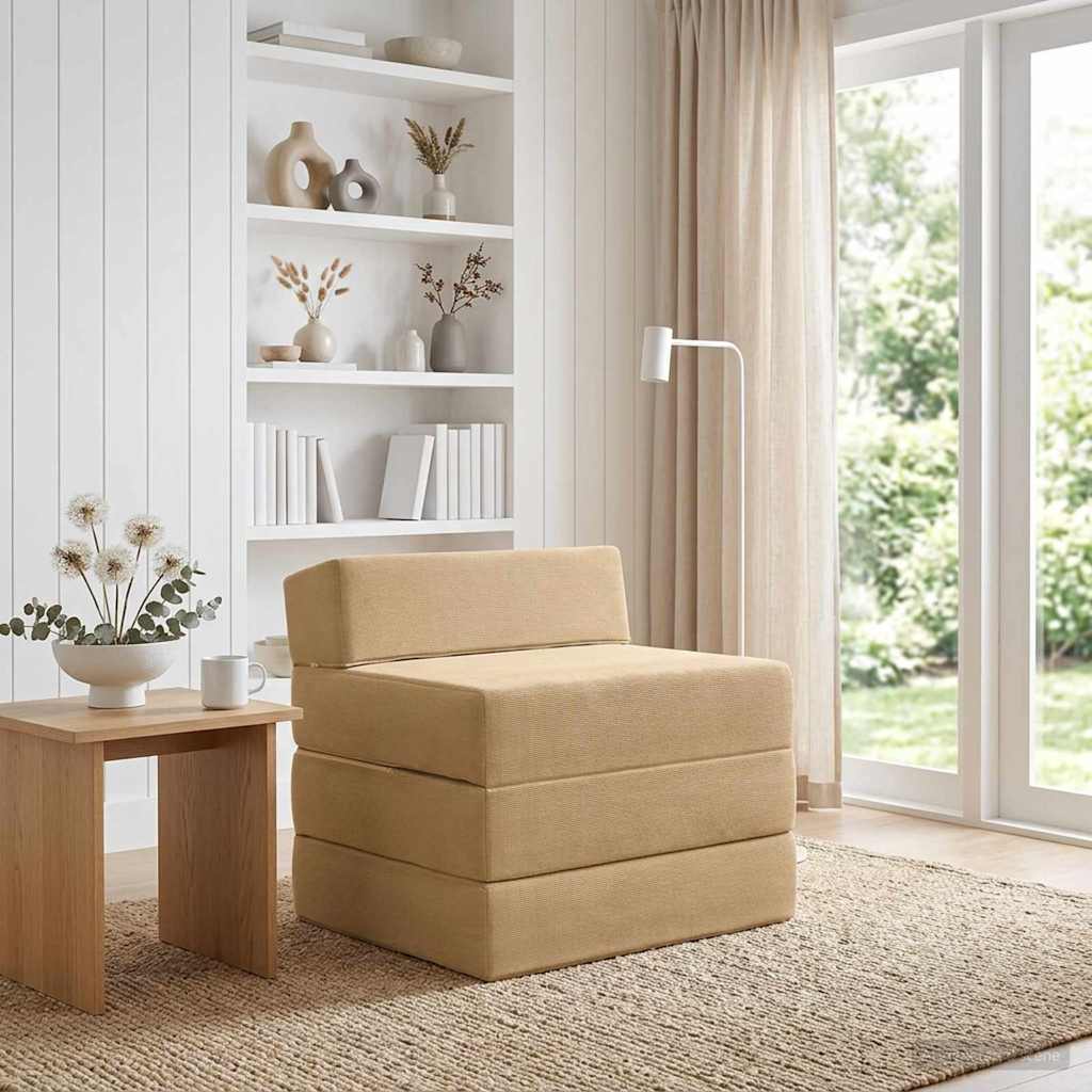 Klappsofa Bett Hellgrün-Grau 200 x 70 x 15 cm Cordstoff