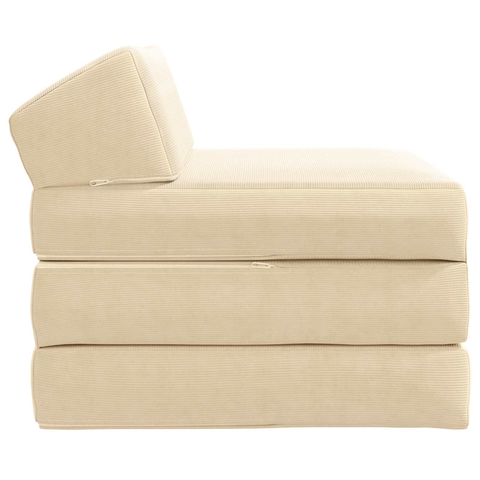 Klappsofa Bett Creme 200 x 70 x 10 cm Cordstoff