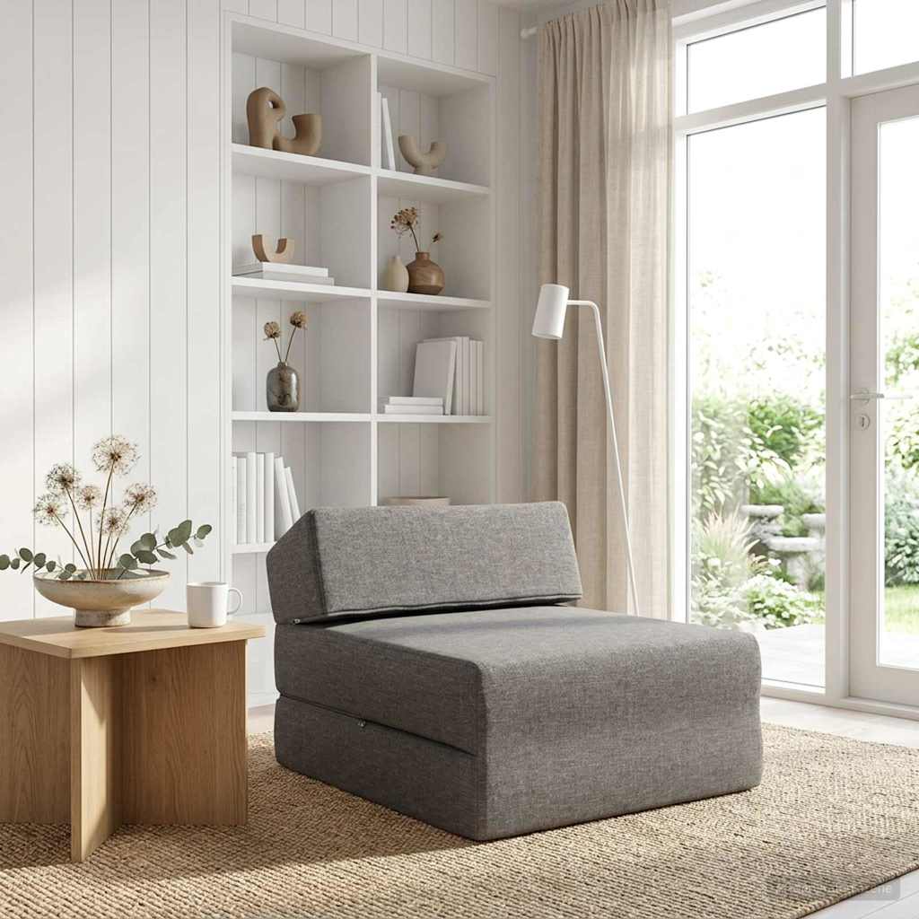 Klappsofa Bett Hellgrau 60 x 70 x 41 cm Stoff
