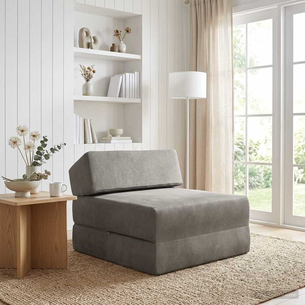 Klappsofa Bett Hellgrau 60 x 70 x 41 cm Stoff