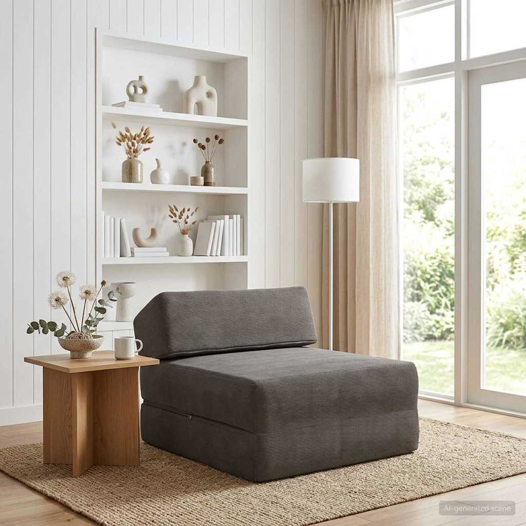 Klappsofa Bett Hellgrau 60 x 70 x 41 cm Stoff