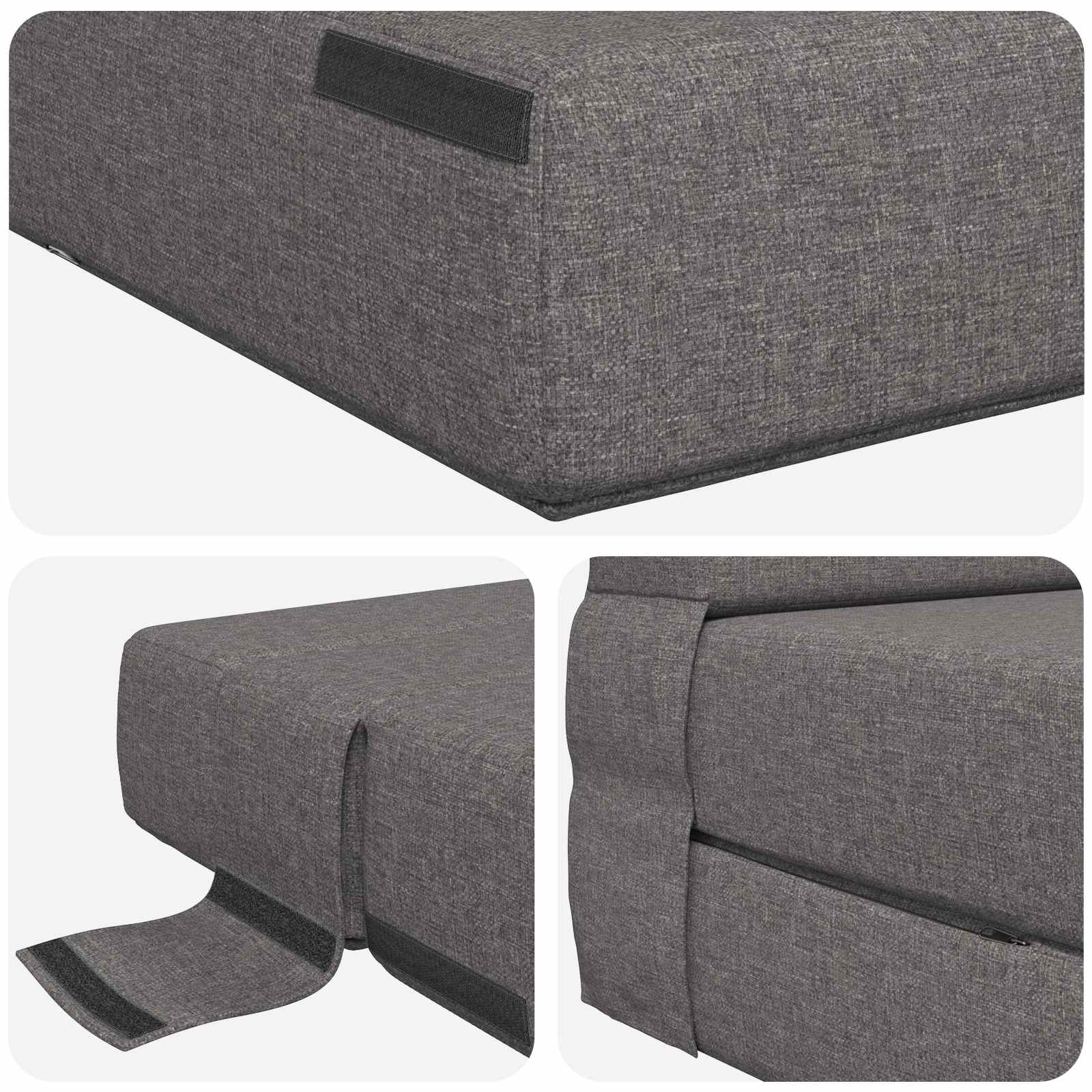 Klappsofa Bett Hellgrau 70 x 72 x 60 cm Stoff