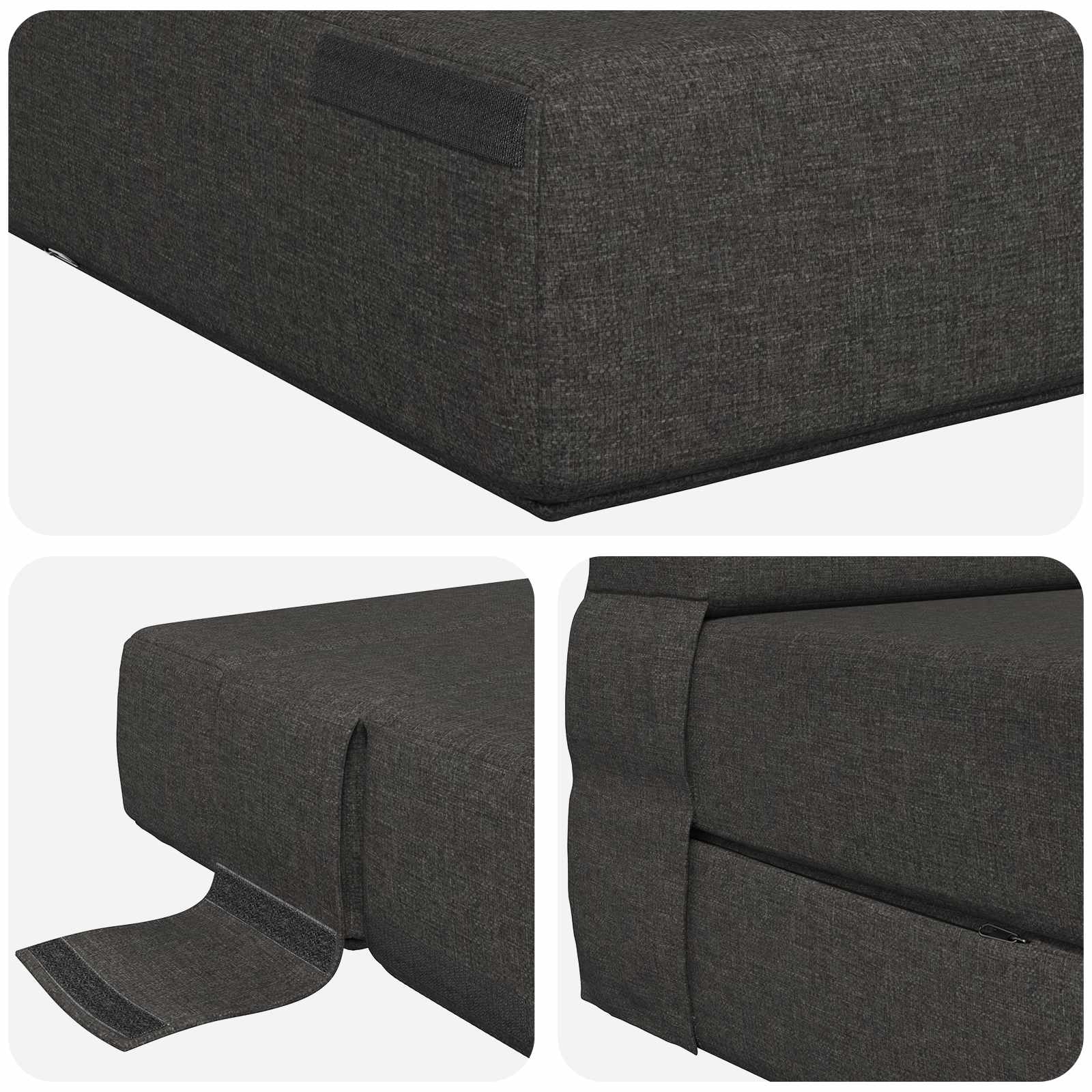 Klappsofa Bett Dunkelgrau 70 x 72 x 60 cm Stoff