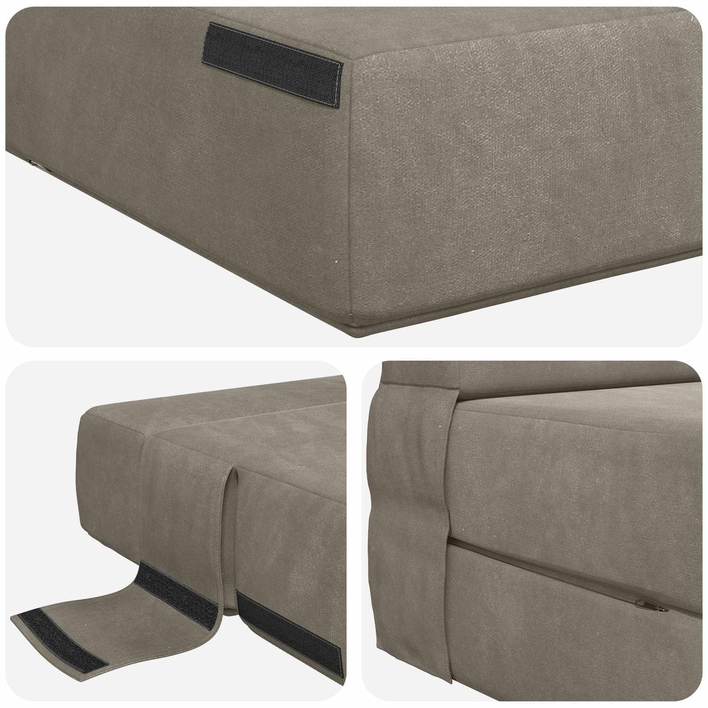 Klappsofa Bett Hellgrau 70 x 72 x 60 cm Stoff