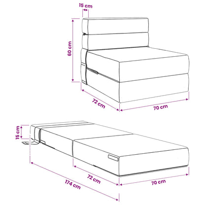 Klappsofa Bett Hellgrau 70 x 72 x 60 cm Stoff