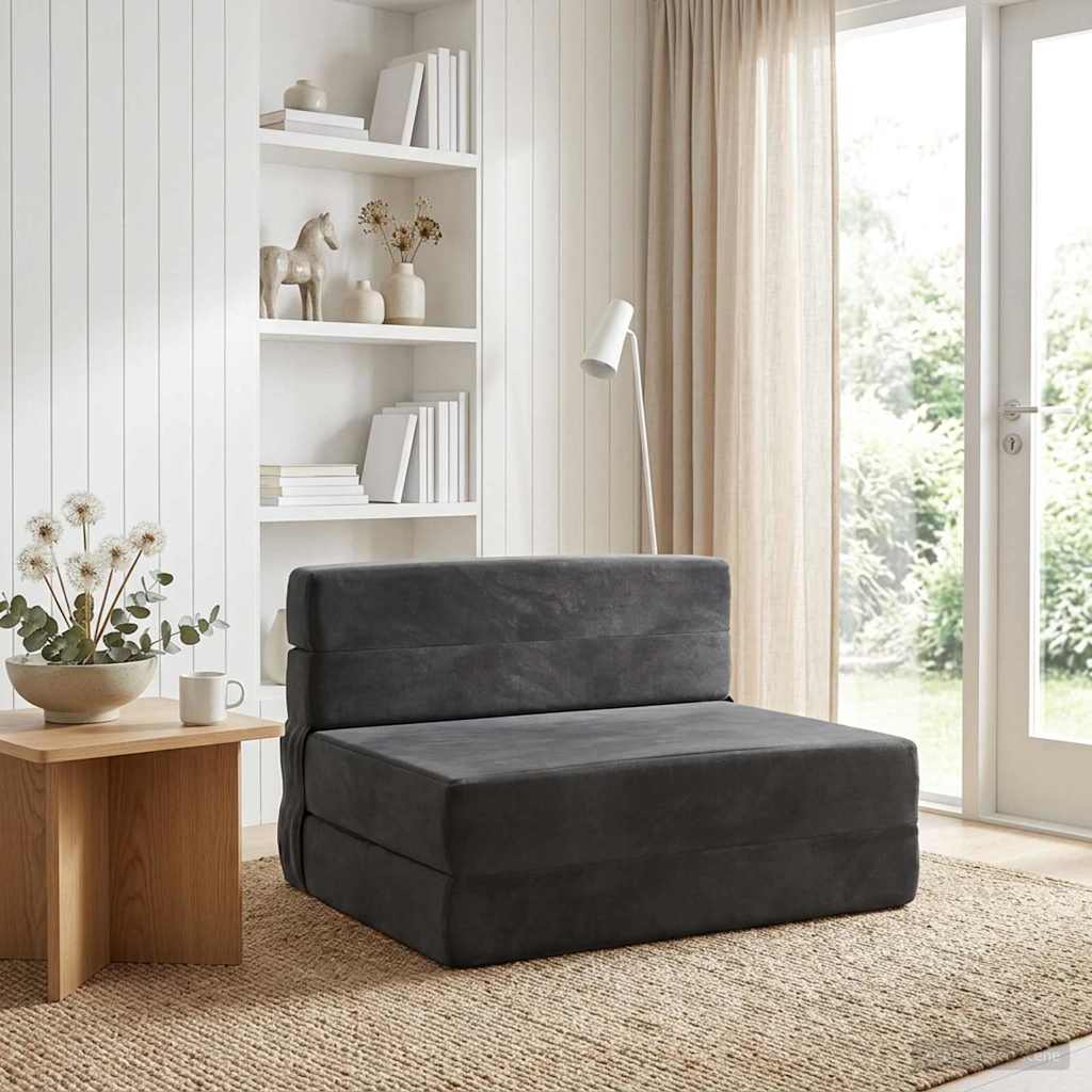 Klappsofa Bett Dunkelgrau 70 x 72 x 60 cm Stoff