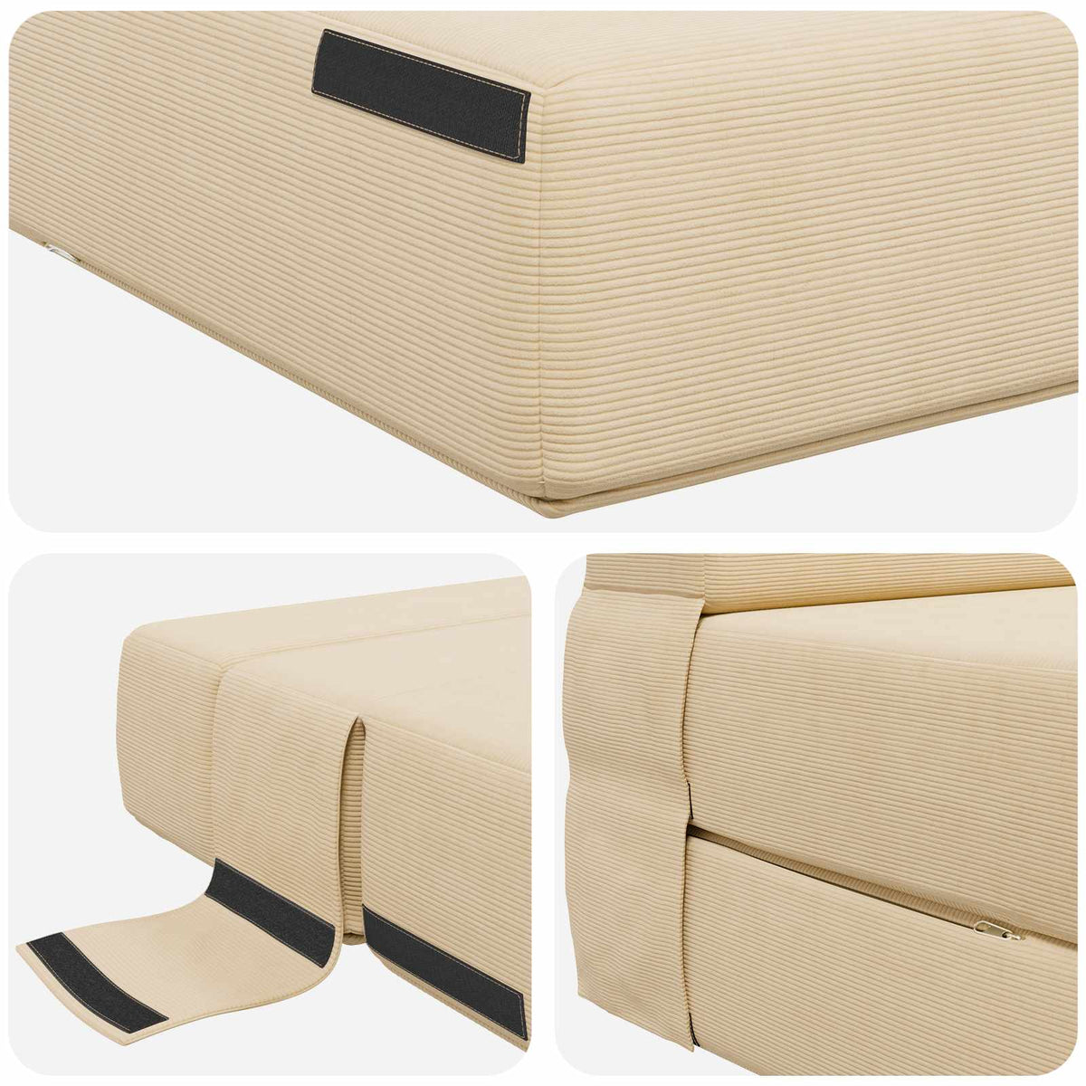 Klappsofa Bett Creme 70 x 72 x 60 cm Stoff