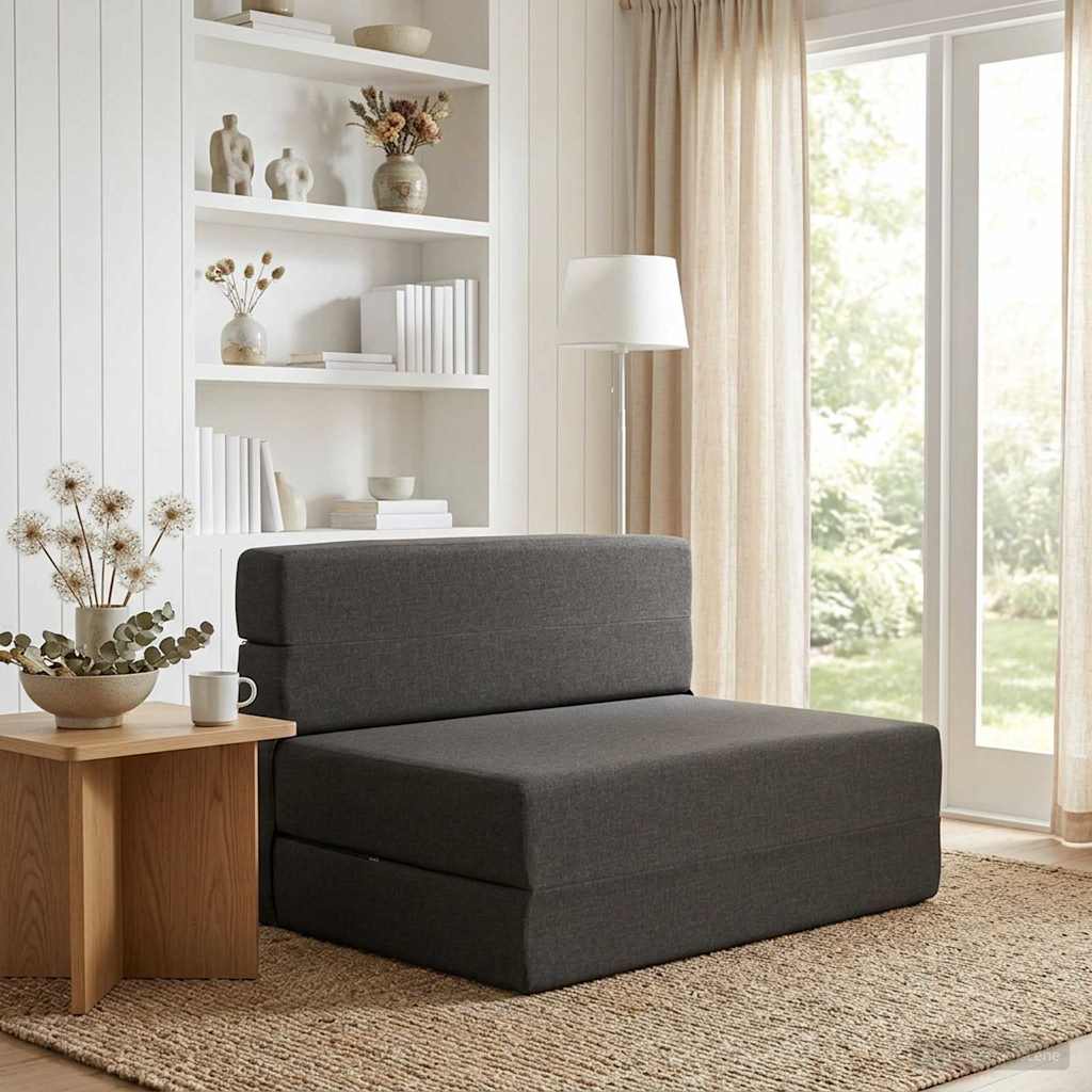 Klappsofa Bett Dunkelgrau 100 x 80 x 60 cm Stoff