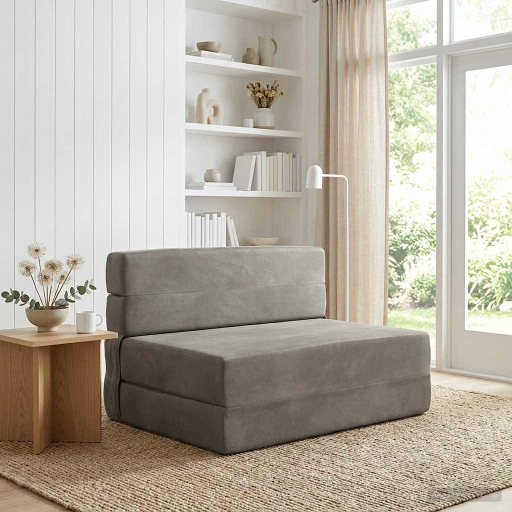 Klappsofa Bett Hellgrau 100 x 80 x 60 cm Stoff