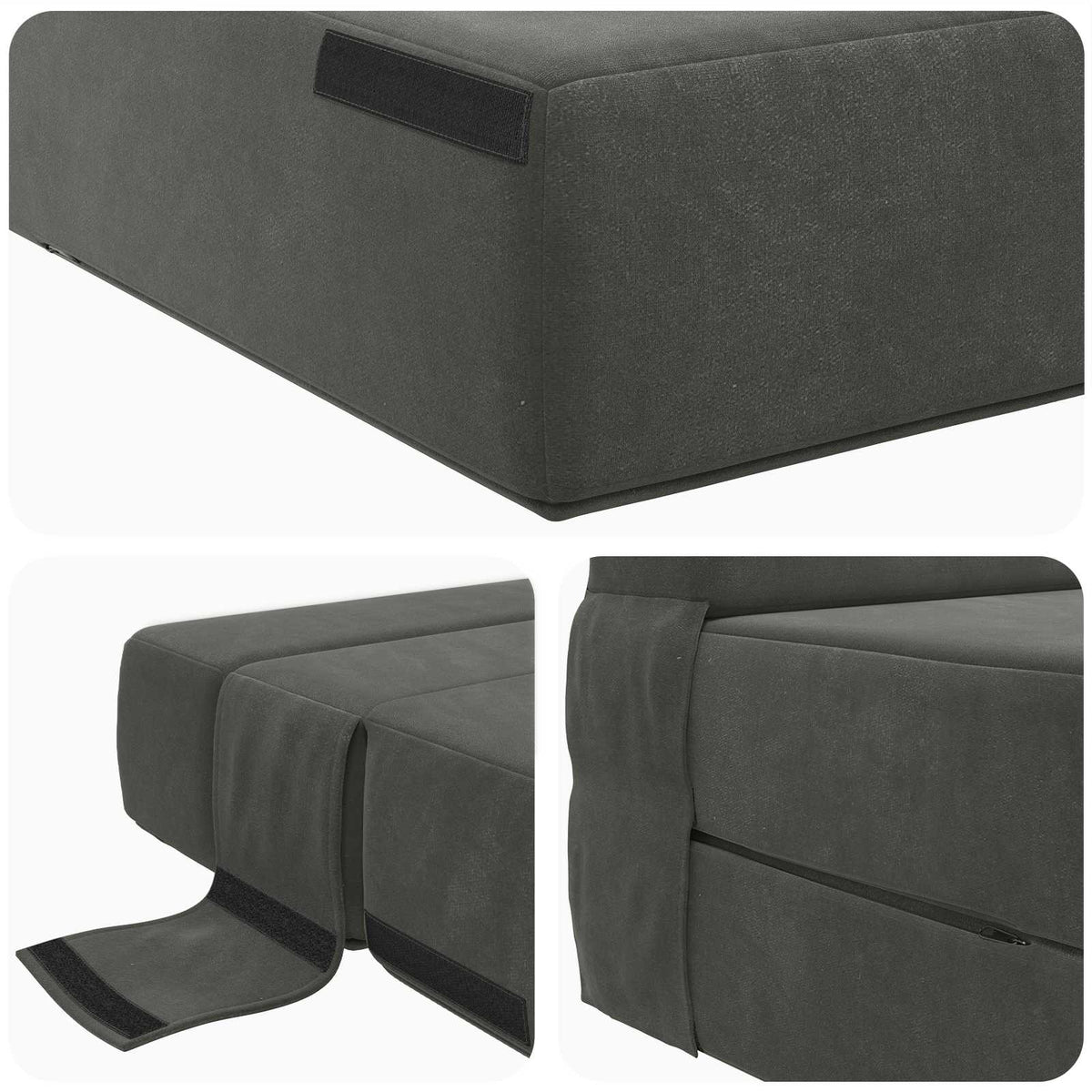 Klappsofa Bett Dunkelgrau 70 x 80 x 60 cm Stoff
