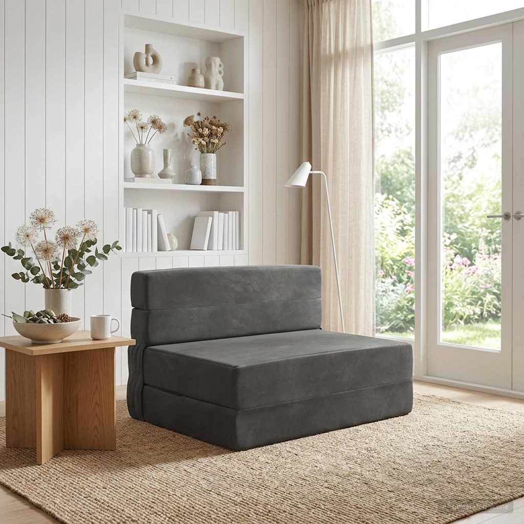 Klappsofa Bett Dunkelgrau 70 x 80 x 60 cm Stoff