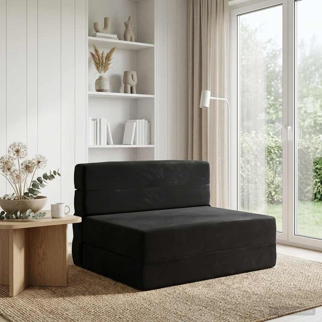 Klappsofa Bett Schwarz 100 x 80 x 60 cm Stoff