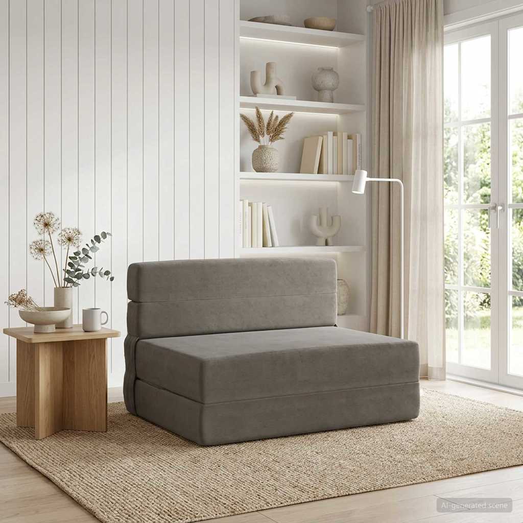Klappsofa Bett Hellgrau 70 x 80 x 60 cm Stoff