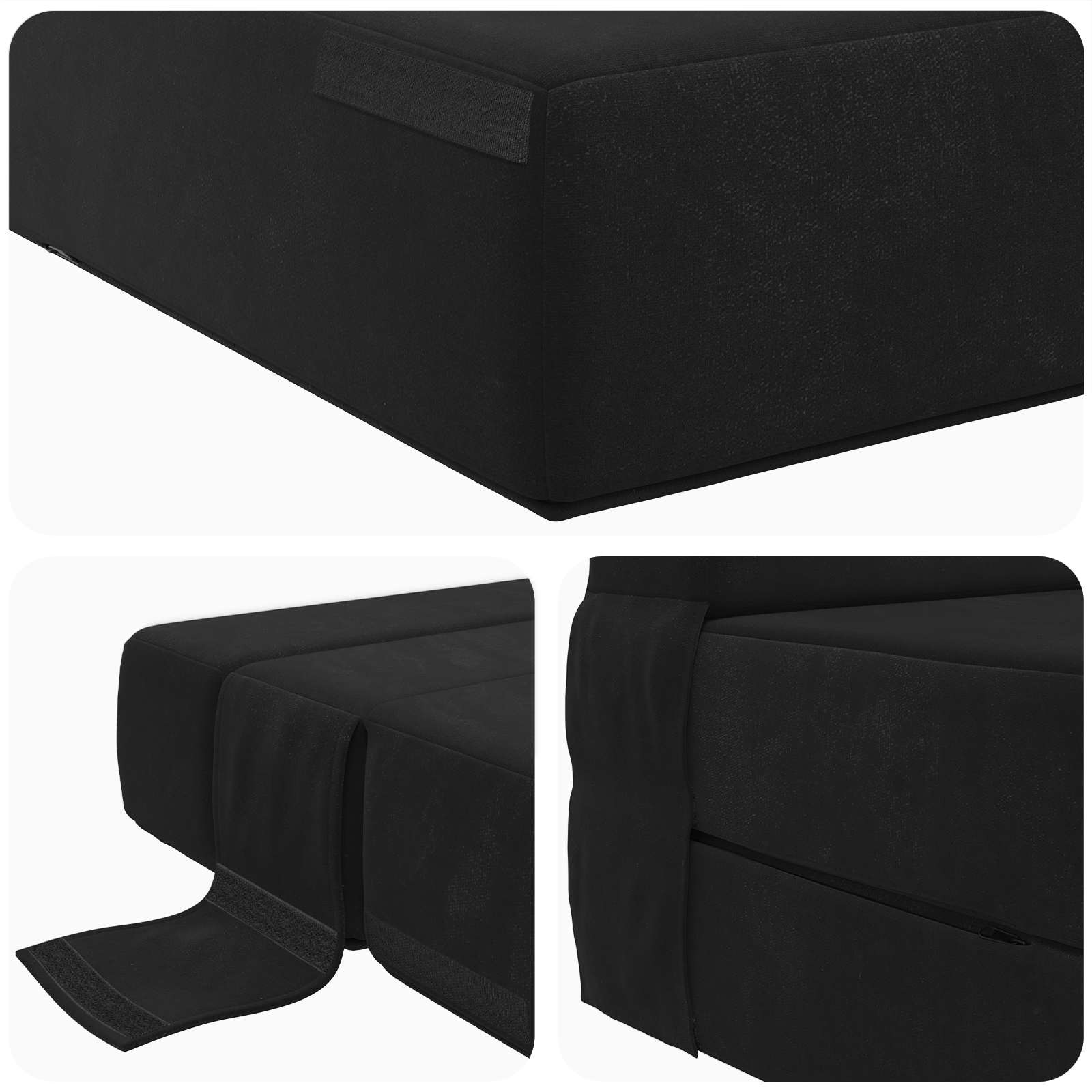 Klappsofa Bett Schwarz 100 x 80 x 60 cm Stoff