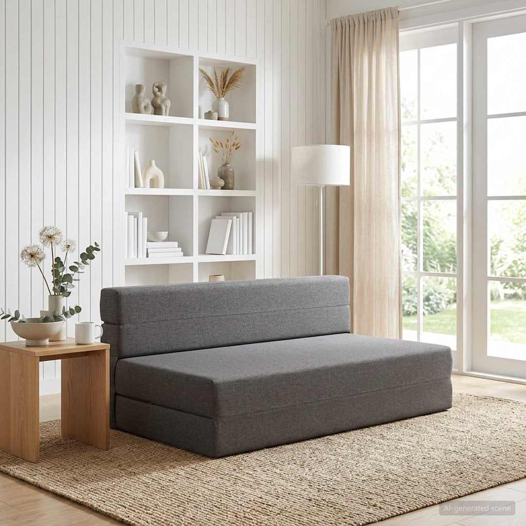 Klappsofa Bett Hellgrau 152 x 86,5 x 60 cm Stoff
