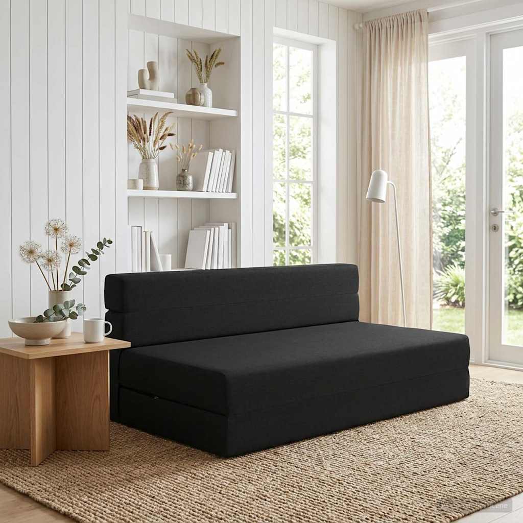 Klappsofa Bett Schwarz 152 x 86,5 x 60 cm Stoff