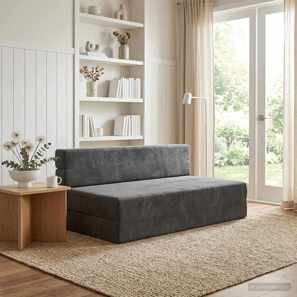 Klappsofa Bett Dunkelgrau 152 x 86,5 x 60 cm Stoff