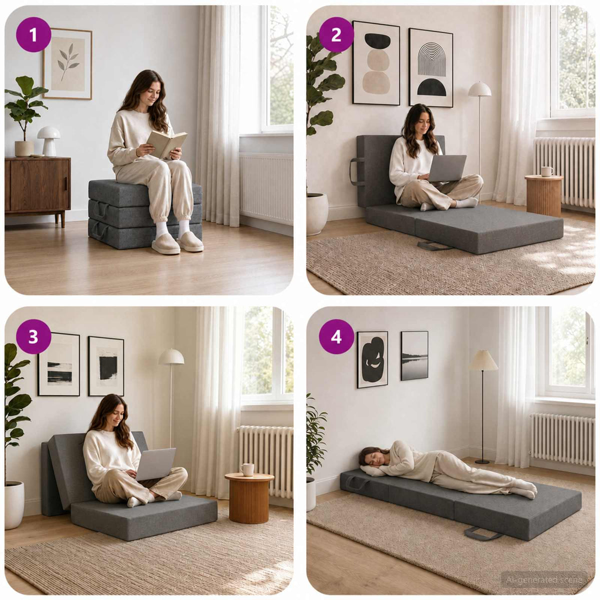 Klappsofa Bett 75 x 63 x 45 cm Hellgrau