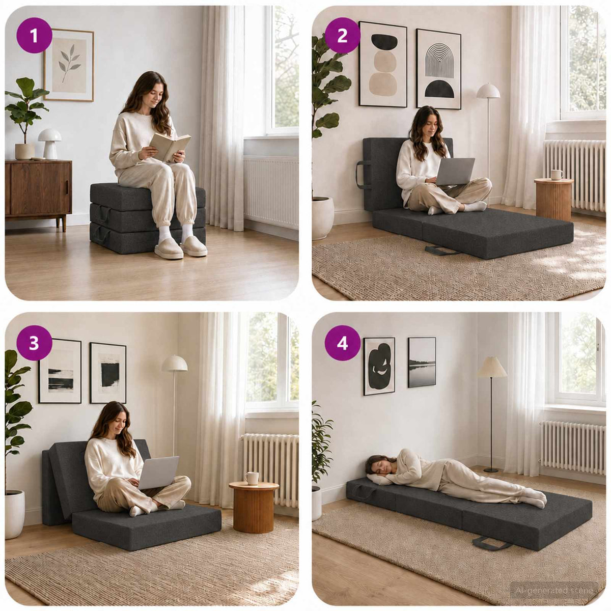 Klappsofa Bett 75 x 63 x 45 cm Dunkelgrau