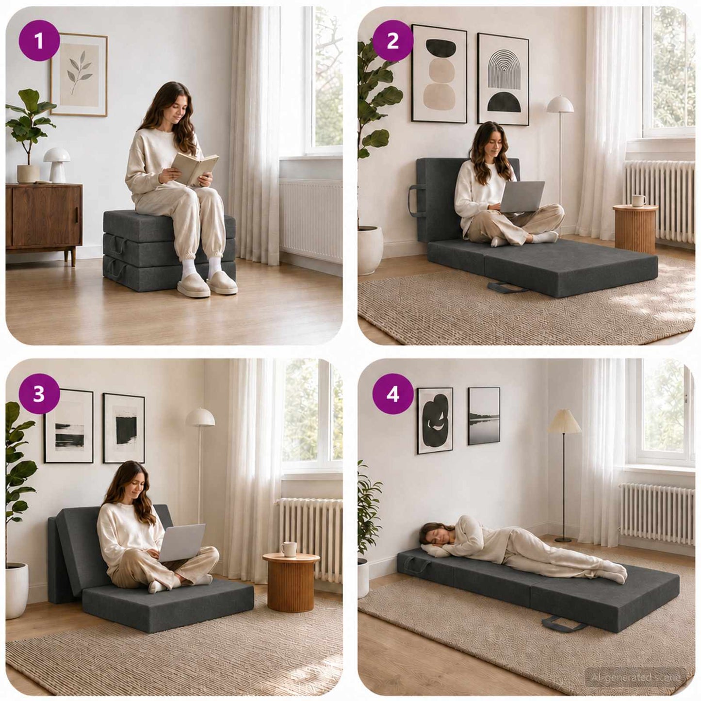 Klappsofa Bett 75 x 67 x 45 cm Dunkelgrau