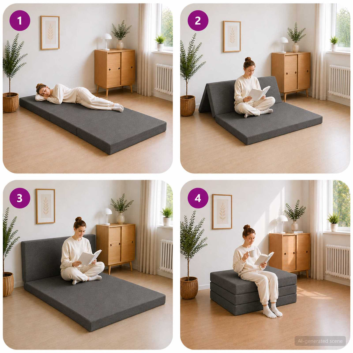 Klappsofa Bett 80 x 67 x 45 cm Dunkelgrau