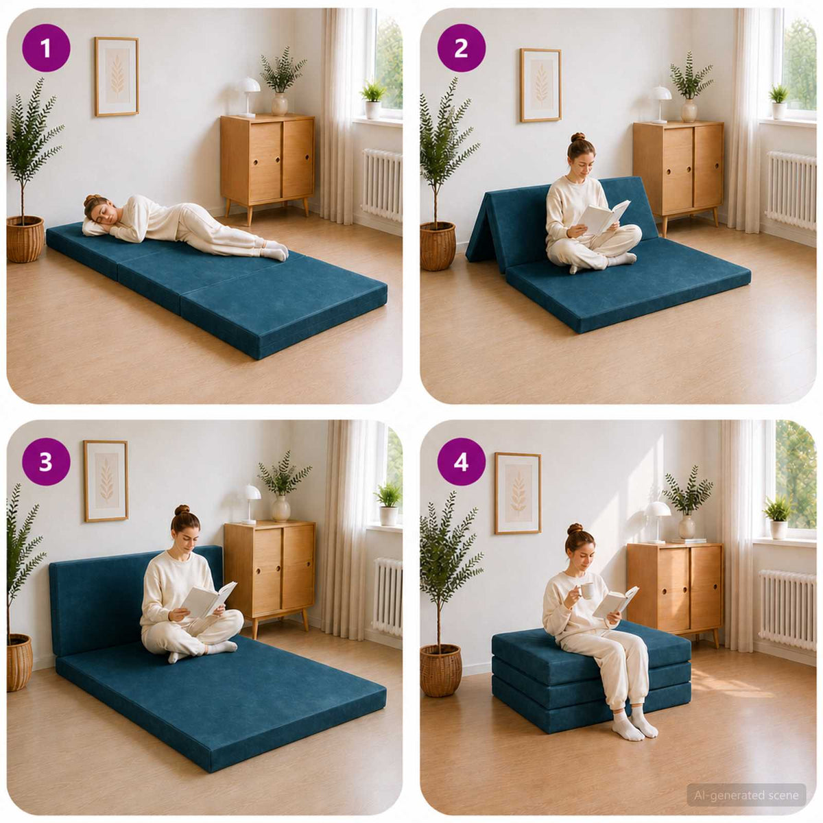 Klappsofa Bett 90 x 67 x 45 cm Blau