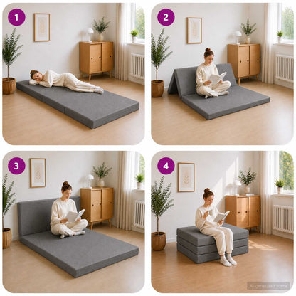 Klappsofa Bett 100 x 67 x 45 cm Hellgrau