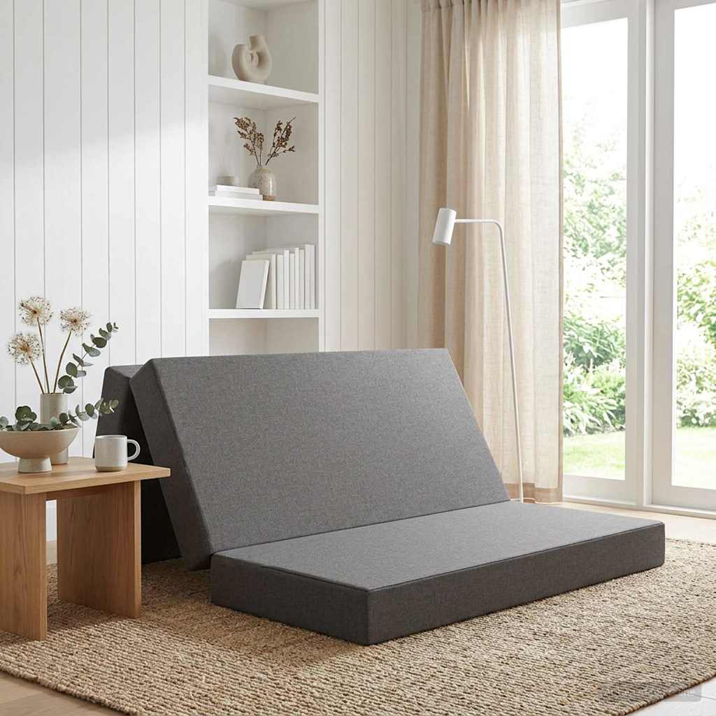 Klappsofa Bett 160 x 67 x 45 cm Hellgrau