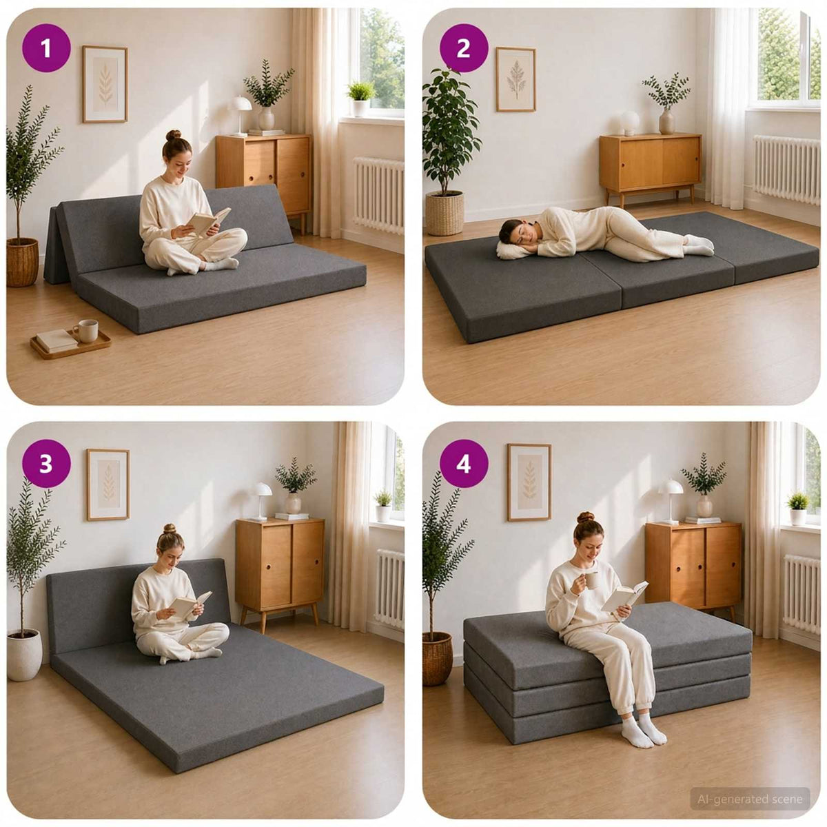 Klappsofa Bett 140 x 67 x 45 cm Hellgrau