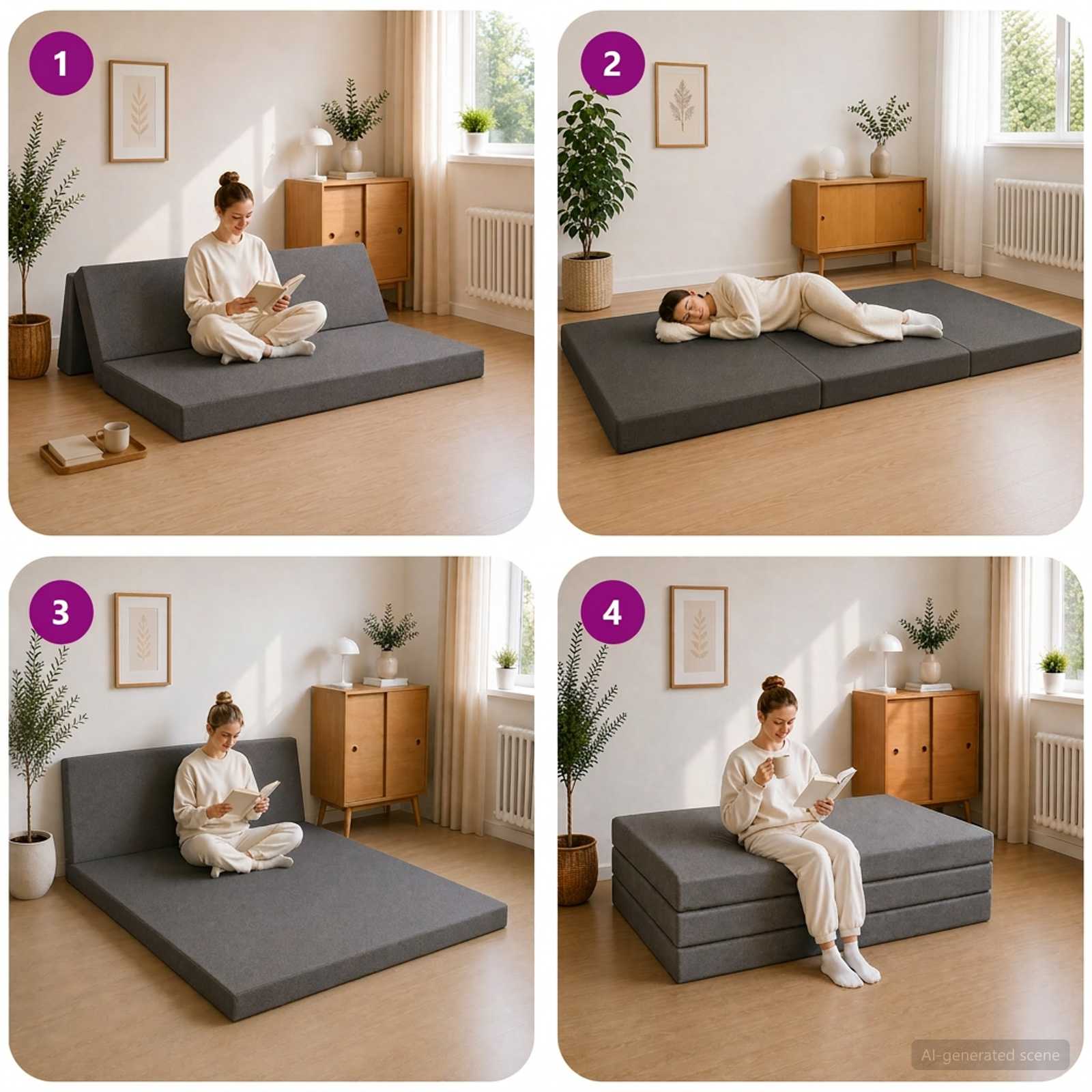 Klappsofa Bett 140 x 67 x 45 cm Hellgrau