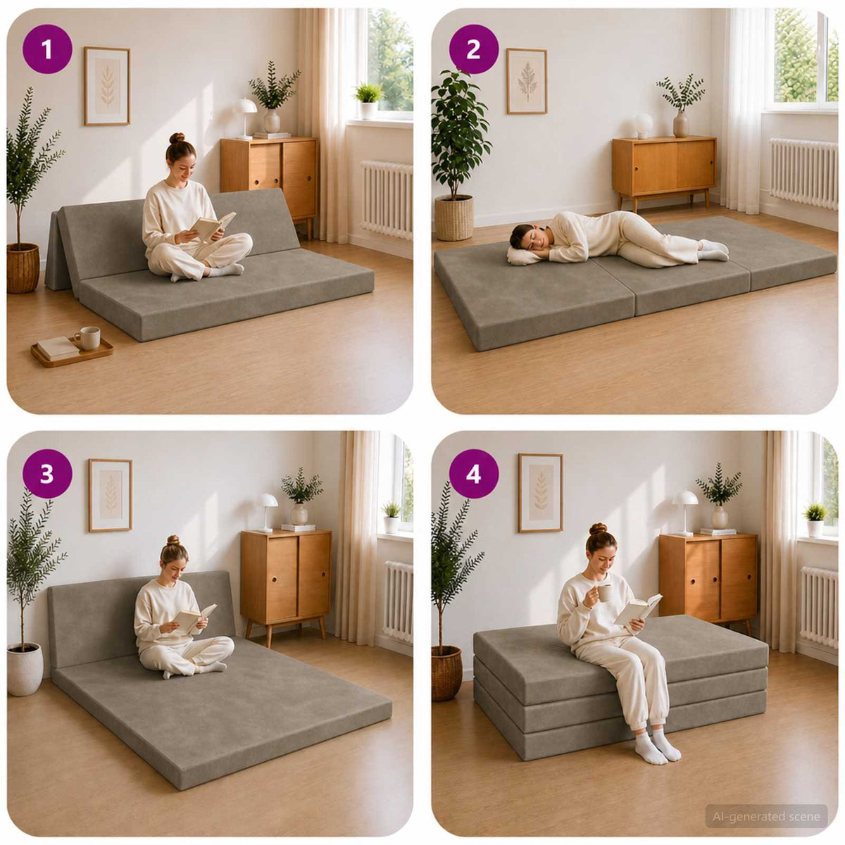 Klappsofa Bett 140 x 67 x 45 cm Hellgrau