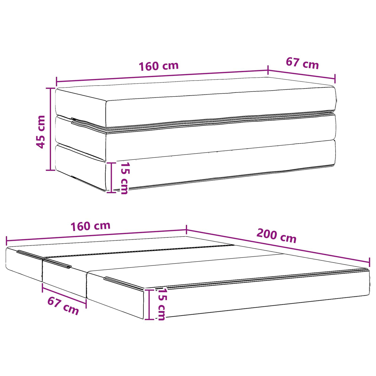 Klappsofa Bett 160 x 67 x 45 cm Hellgrau