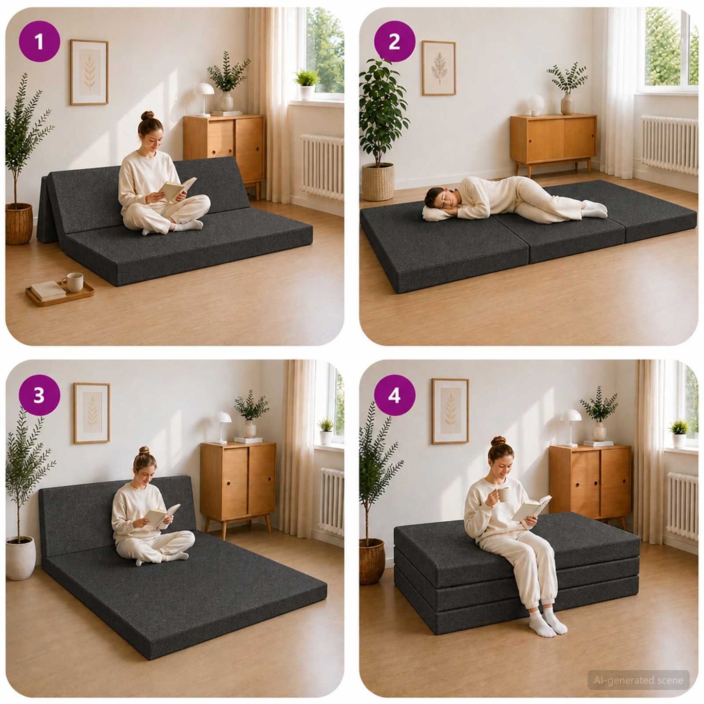 Klappsofa Bett 160 x 67 x 45 cm Dunkelgrau