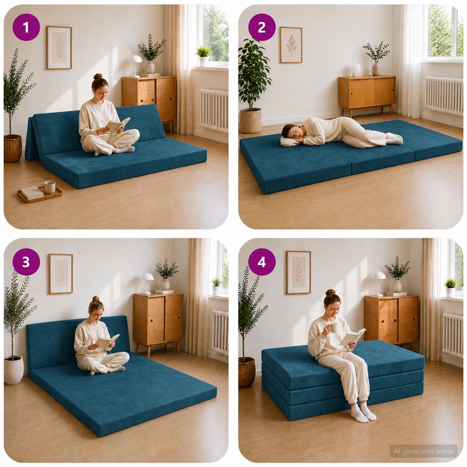 Klappsofa Bett 160 x 67 x 45 cm Blau