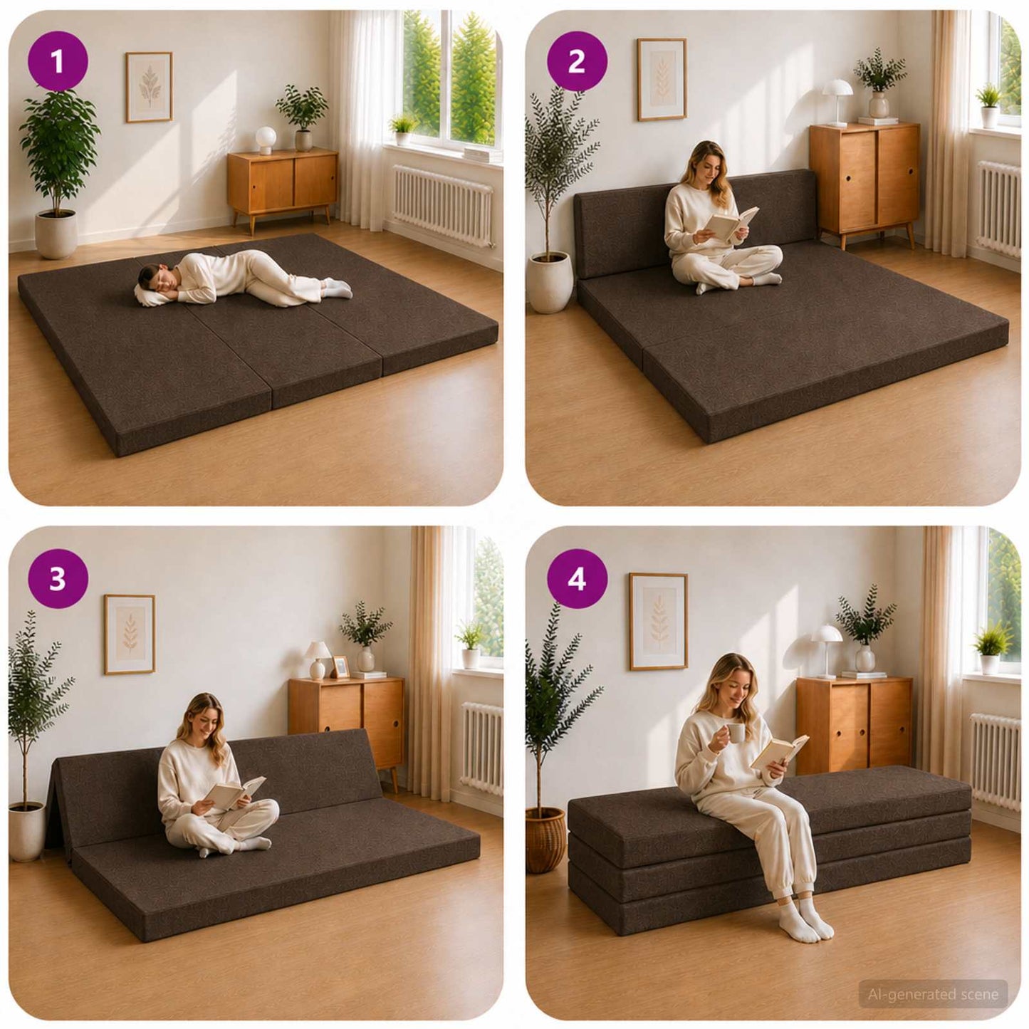 Klappsofa Bett 180 x 67 x 45 cm Taupe
