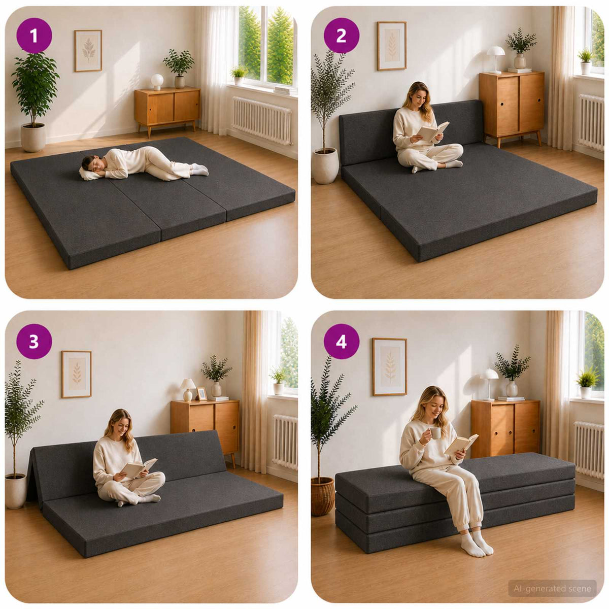 Klappsofa Bett 200 x 67 x 45 cm Dunkelgrau