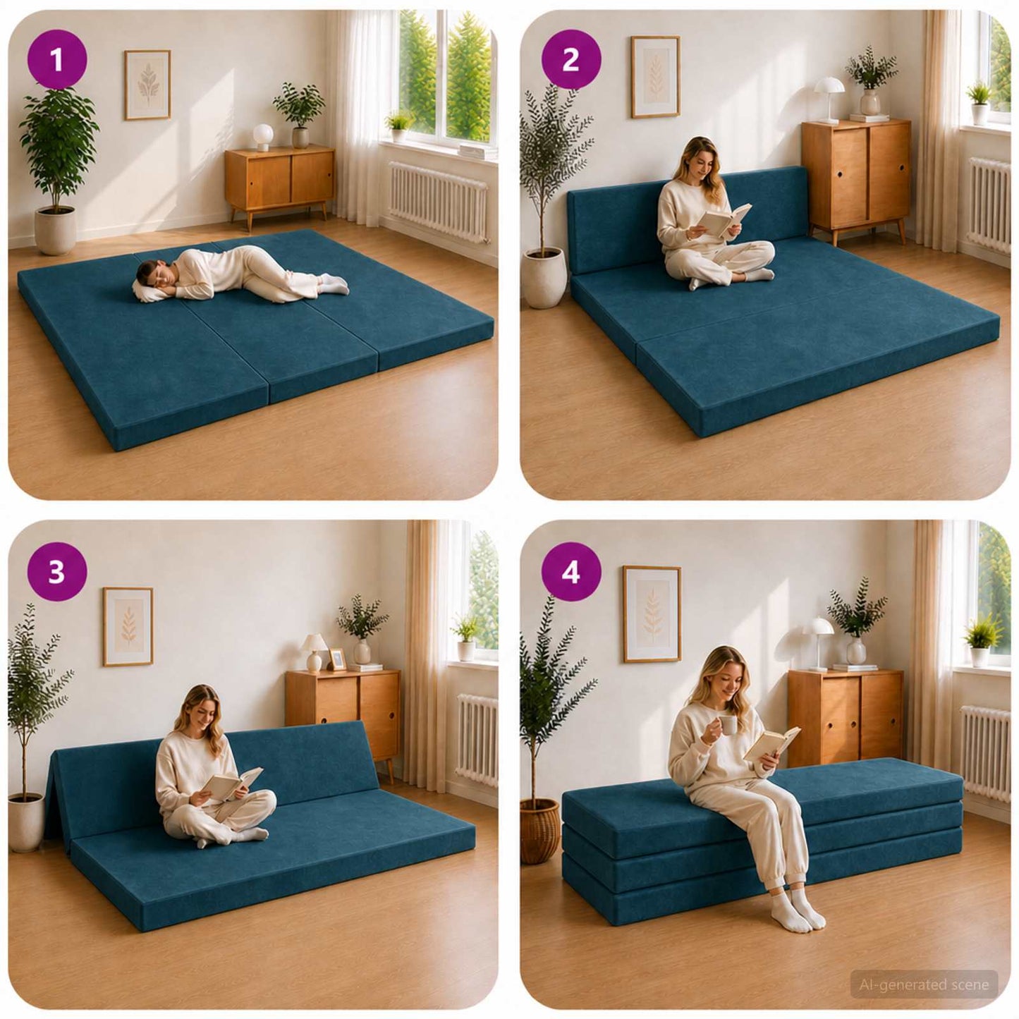 Klappsofa Bett 200 x 67 x 45 cm Blau