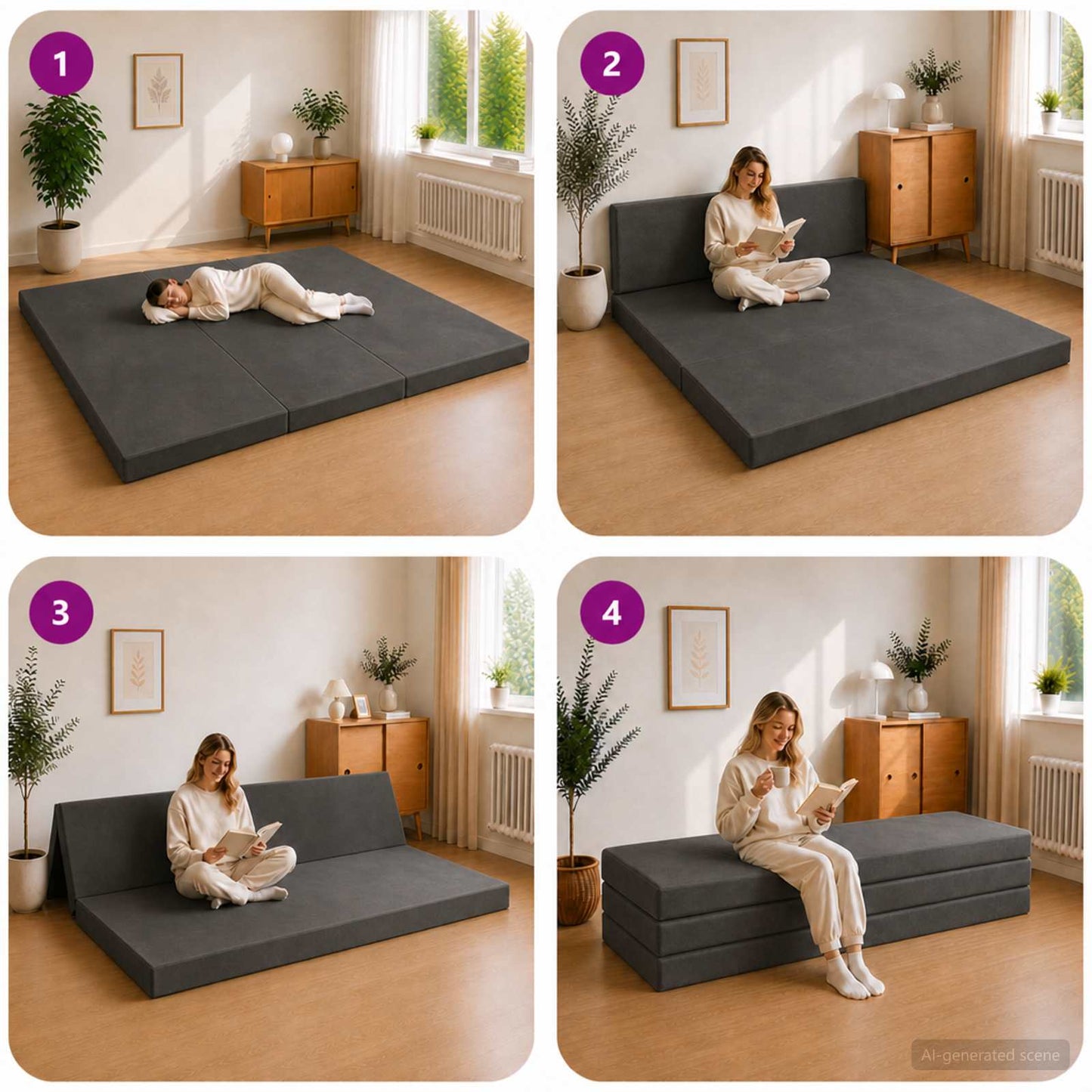 Klappsofa Bett 200 x 67 x 45 cm Dunkelgrau