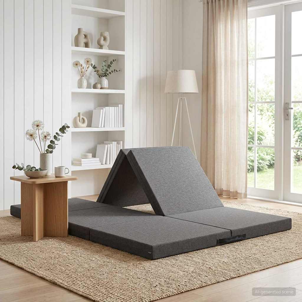 Klappsofa Bett 140 x 67 x 15 cm Hellgrau