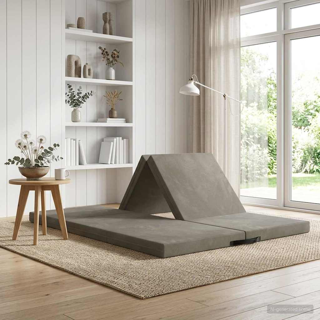 Klappsofa Bett 140 x 67 x 15 cm Hellgrau