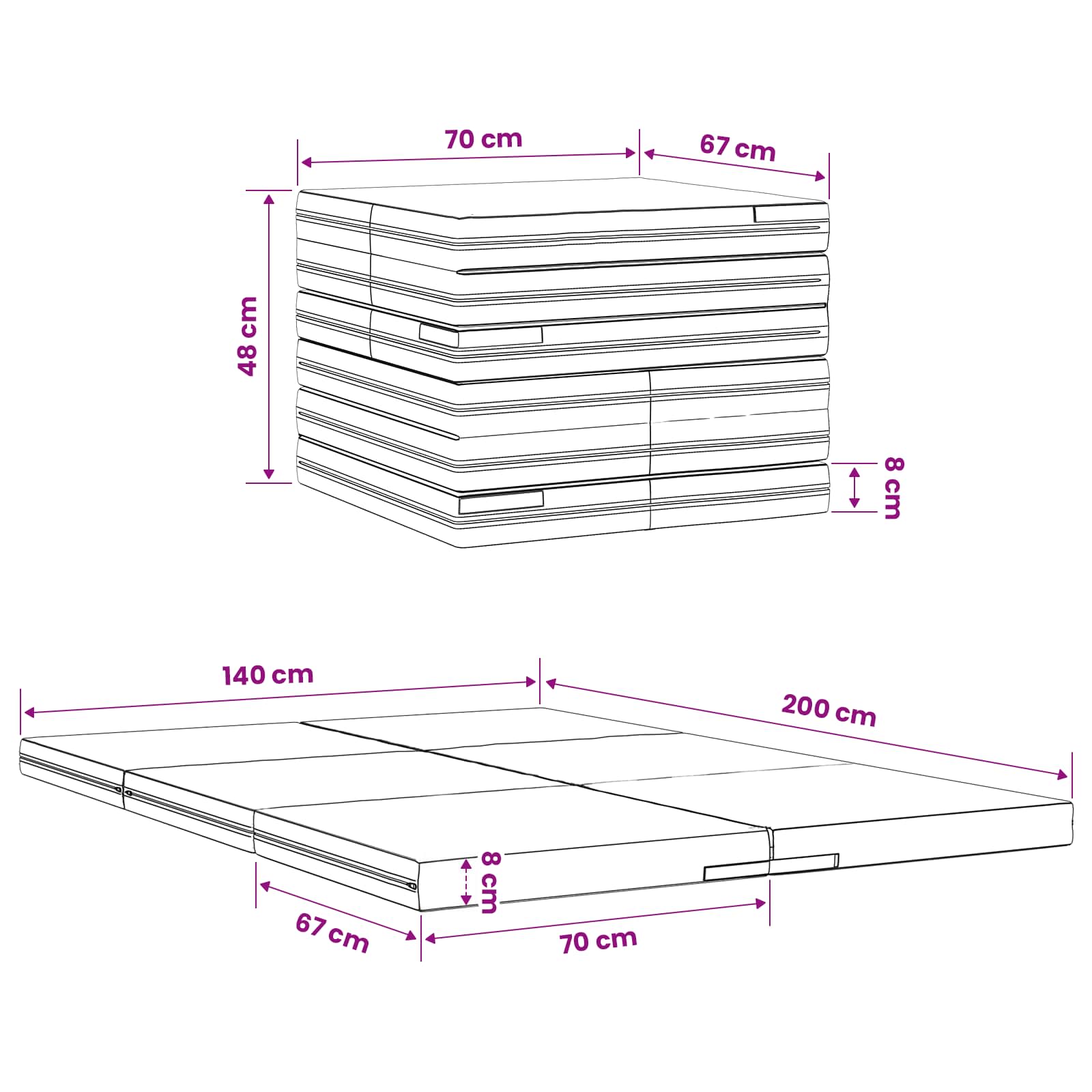 Klappsofa Bett 140 x 67 x 15 cm Dunkelgrau