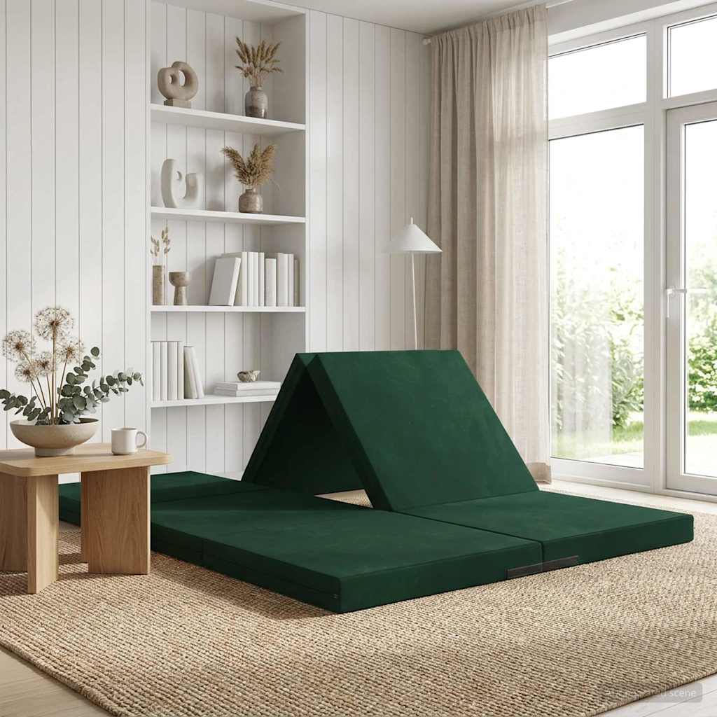 Klappsofa Bett 140 x 67 x 15 cm Dunkelgrün