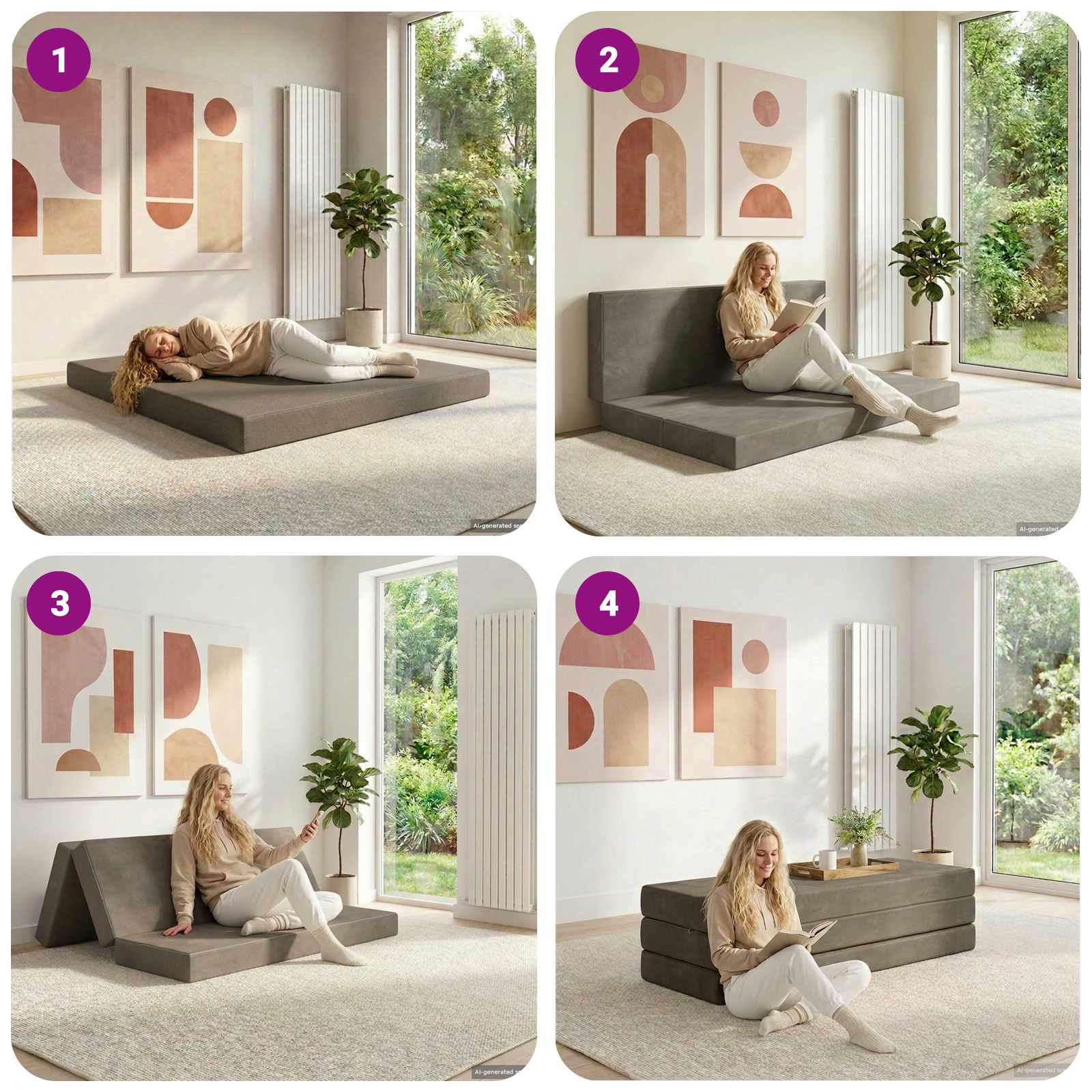Klappsofa Bett 160 x 67 x 45 cm Hellgrau