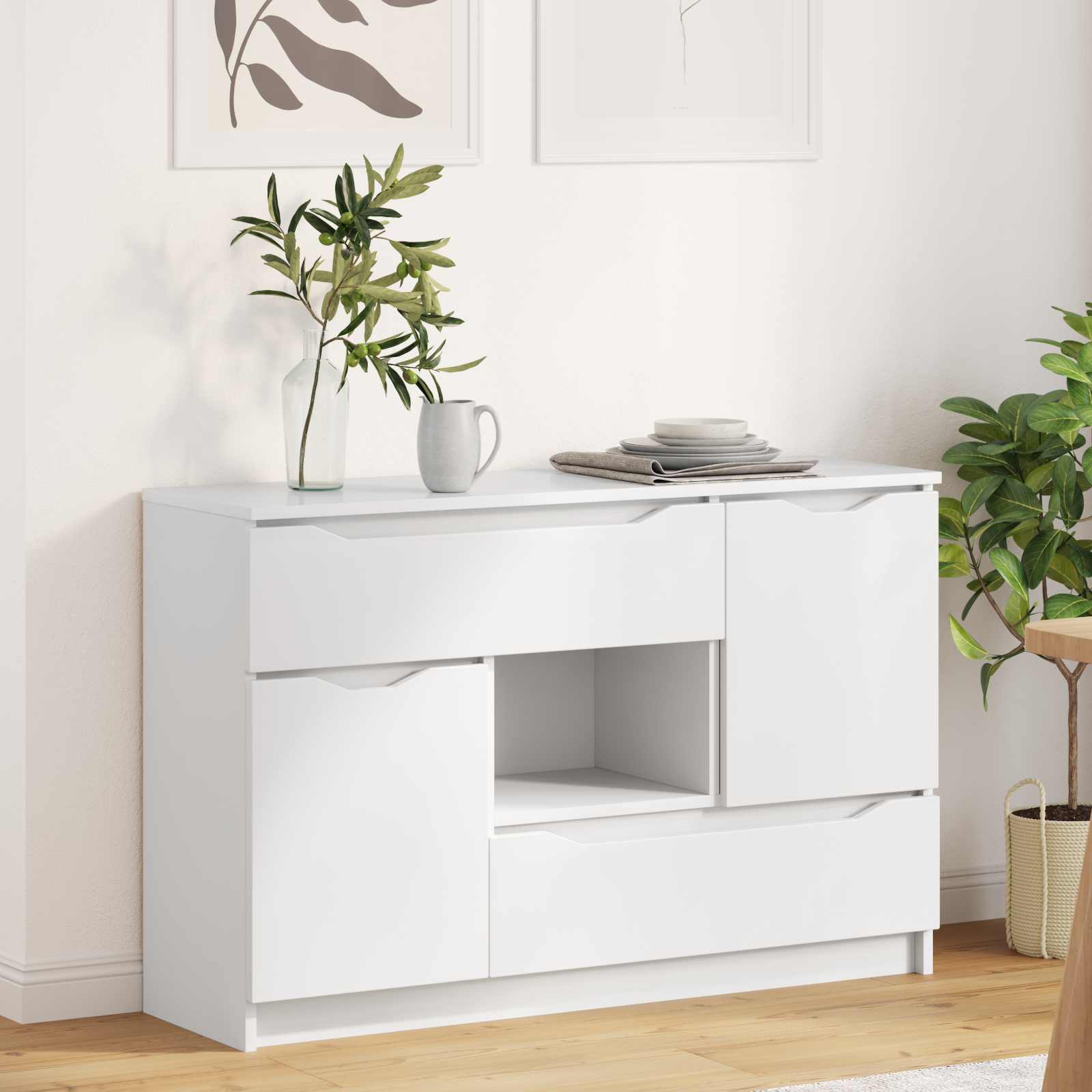 Sideboard Weiß 100 x 30 x 65,6 Holzwerkstoff