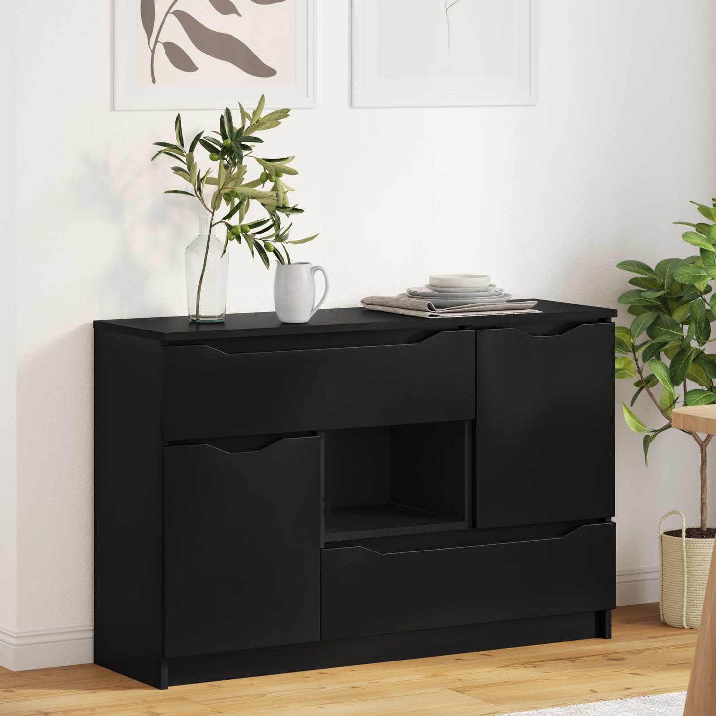 Sideboard Schwarz 100 x 30 x 65,6 Holzwerkstoff