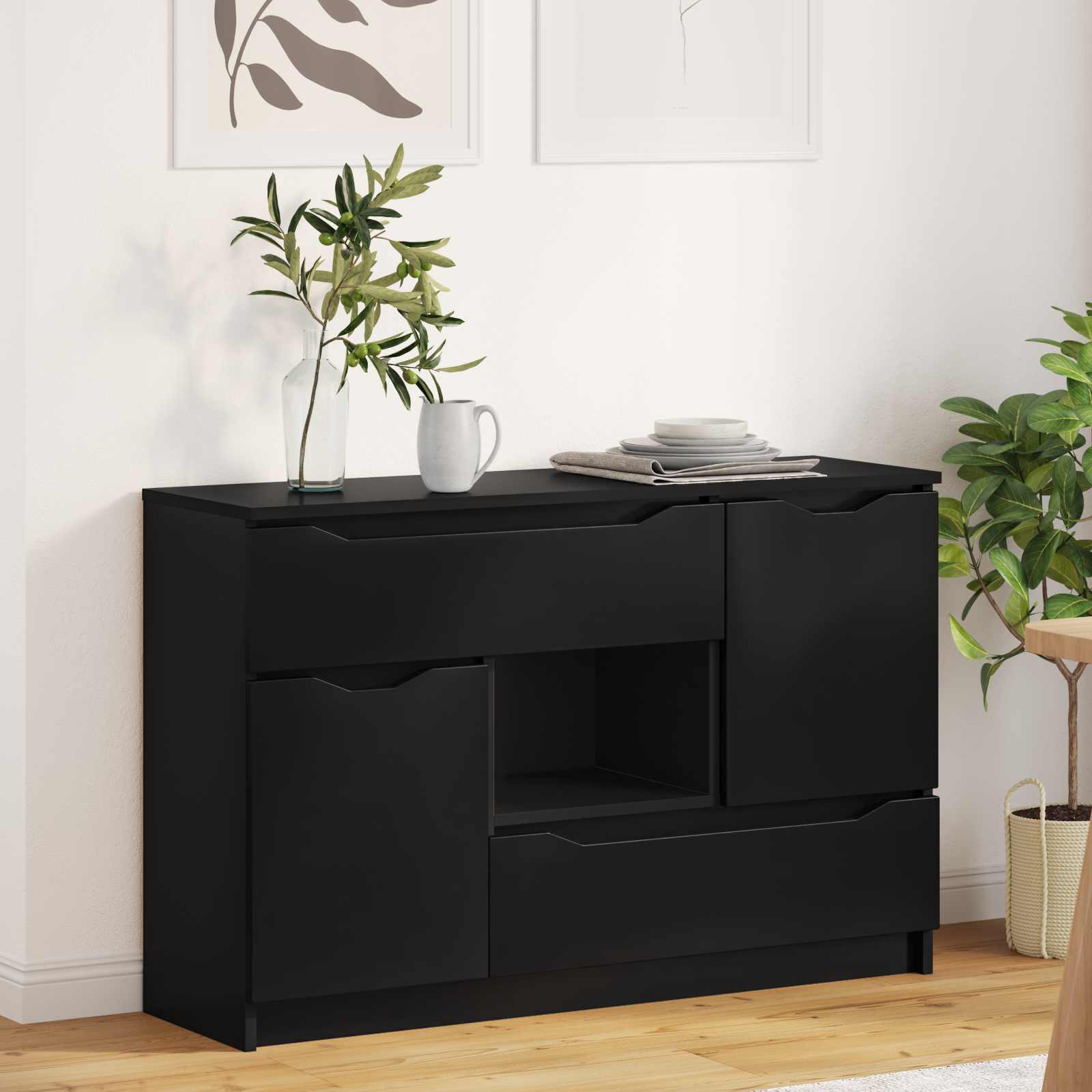 Sideboard Schwarz 100 x 30 x 65,6 Holzwerkstoff