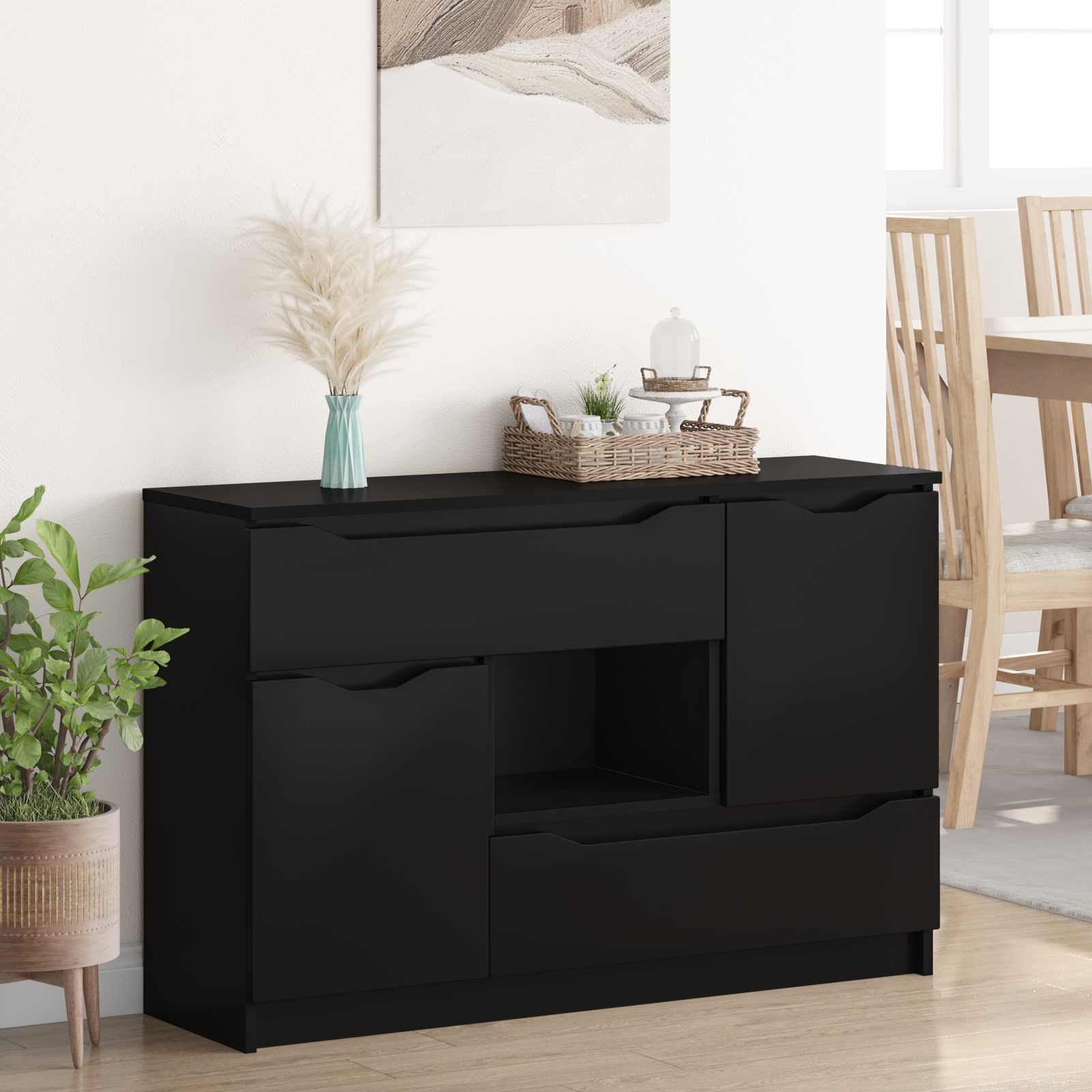 Sideboard Schwarz 100 x 30 x 65,6 Holzwerkstoff