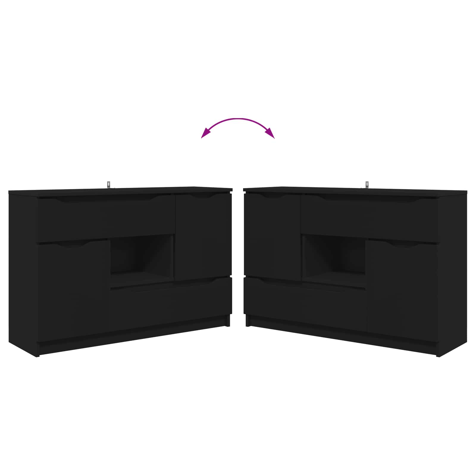 Sideboard Schwarz 100 x 30 x 65,6 Holzwerkstoff