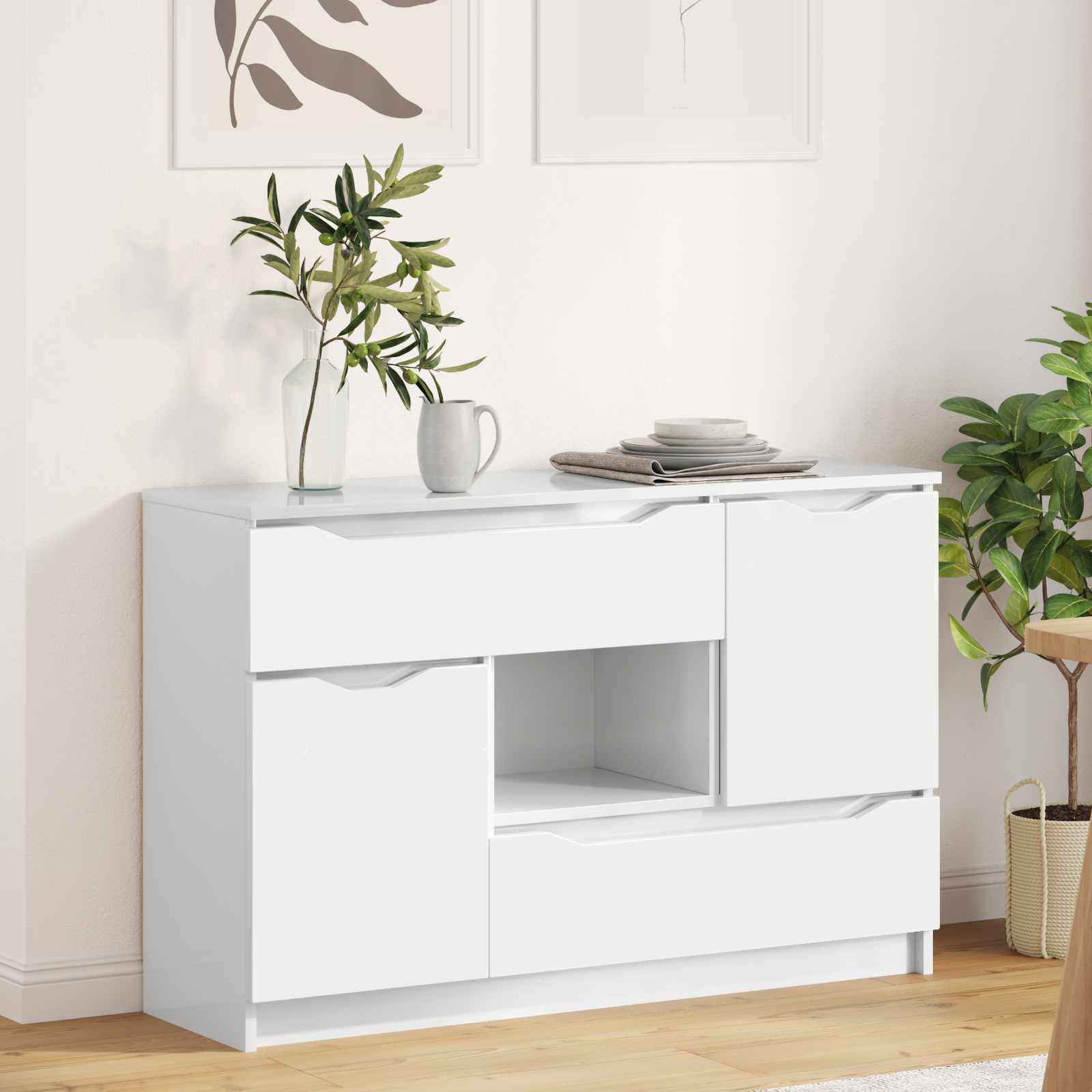 Sideboard Hochglanz Weiß 100 x 30 x 65,6 Holzwerkstoff